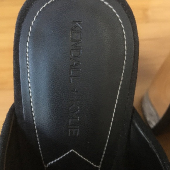 KENDALL & KYLIE THE KARMEN HEEL - BLACK SUEDE MULES w/ LUCITE HEELS - Picture 10 of 12